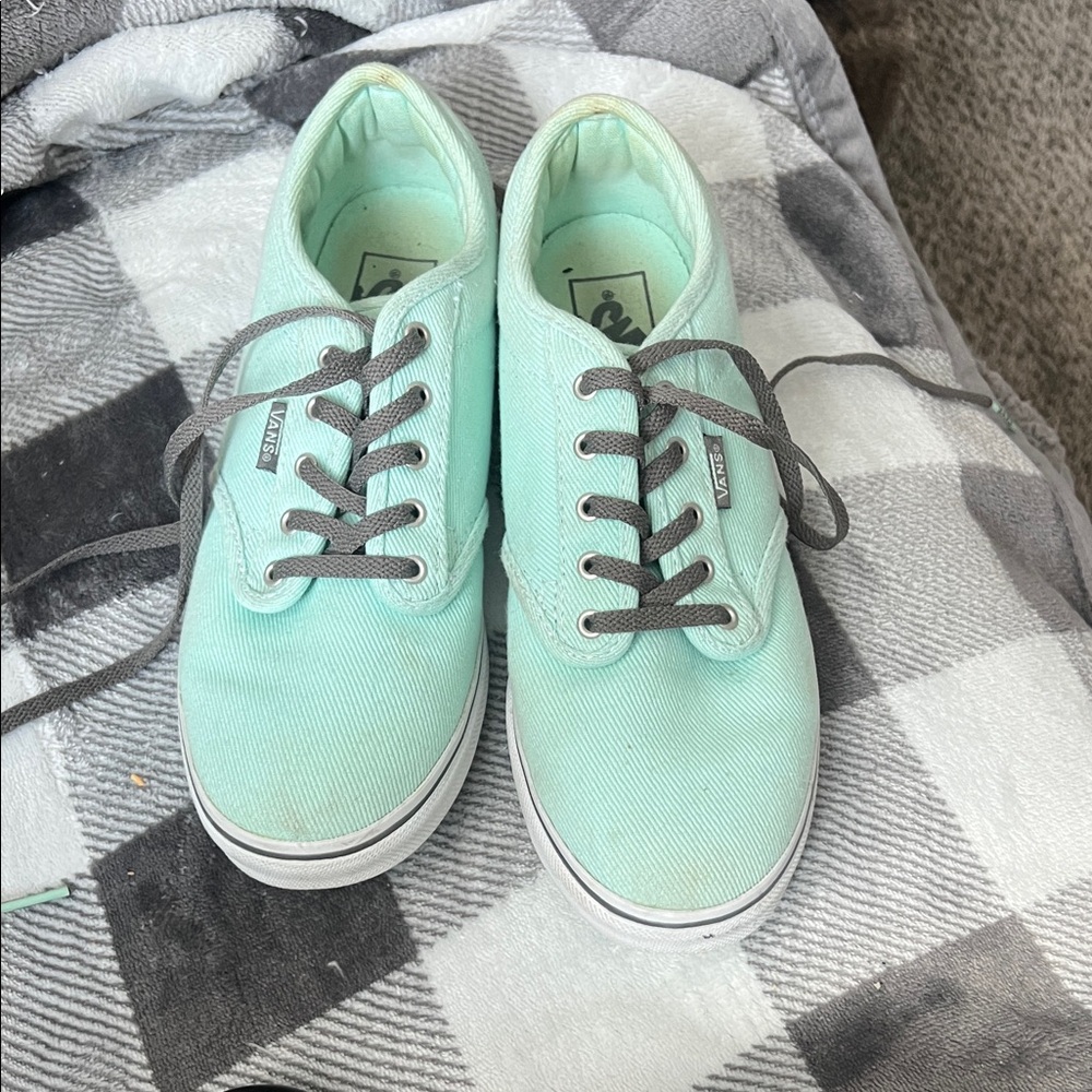 Vans Low-Top Canvas Sneakers in Mint Green with Gray Laces